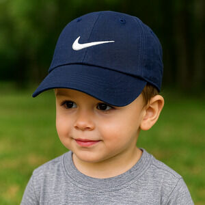 Nike Club Cap Kids Toddler Swoosh Adjustable Hat Obsidian White 2-4T New